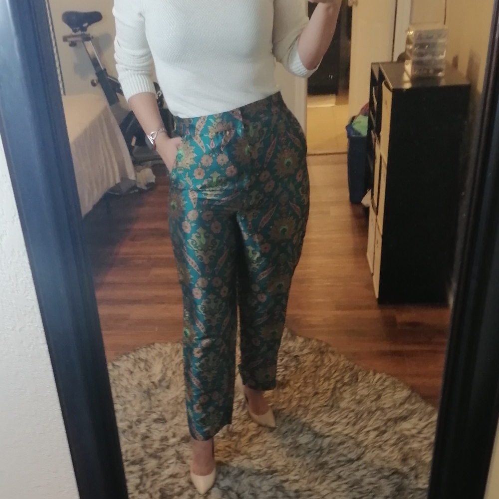 RESERVED for @heartagram27x Maeve Jaquard emerald green pants
